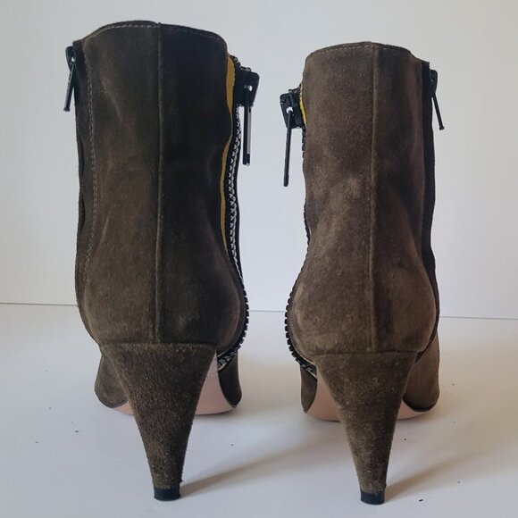 Veronica Beard Suede Side Zip Ankle Bootie with Contrast Trim - Picture 8 of 12